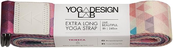 yogadesignlab | The Yoga Strap | Luxurious, Extra Long, Super Soft, Eco Printed | Studio Quality, Adjustable | Safely Stretch Further and Hold Longer | 8 ft Long