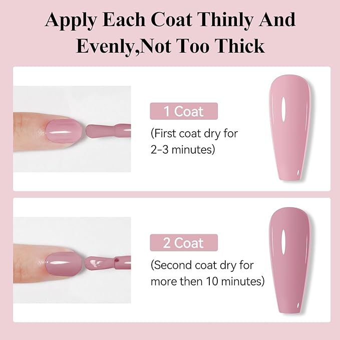 Quick Drying Nail Polish Dusty Rose Nail Polish Long Lasting Non Toxic Nail No UV Lamp Needed Art DIY Home Manicure Valentine's Day Gift for Women and Girls