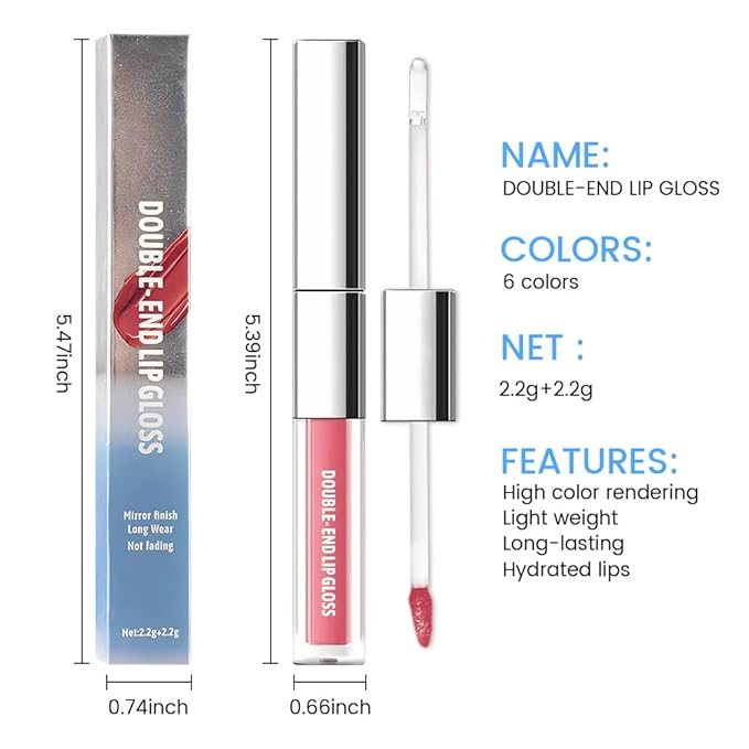 2-in-1 Matte Liquid Lipstick & Clear Lip Gloss, Long Lasting Waterproof Smudge Proof 24 Hour Lip Color Stain, Non Stick & Non Fading, Vegan Matte Makeup Lip Stain for Women, Orange Pink #05