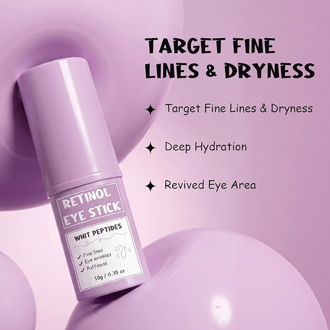 Retinol Eye Stick, Anti-Aging Under Eye Cream & Eye Balm Stick for Dark Circles and Fine Lines, Hydrating Eye Wrinkle Cream with Peptides, Travel-Friendly Eye Care for Smoother-Looking Skin, 0.38 oz