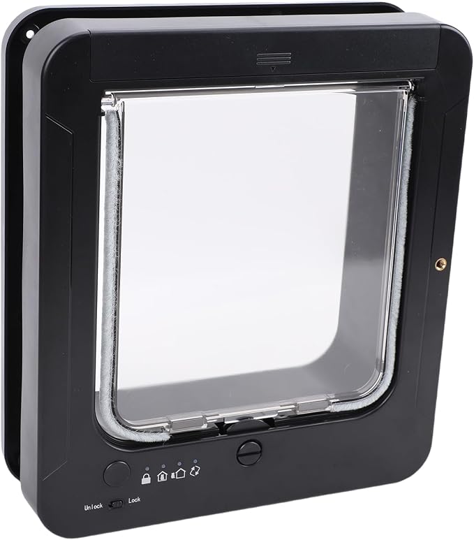 Zerodis Cat Doors Activated Electronic Flap 4 Way Locking Cat Door with Remote Control for Indoor Outdoor Use Smart Door