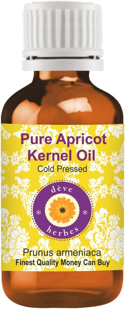 Deve Herbes Pure Apricot Kernel Oil (Prunus armeniaca) Cold Pressed 5ml (0.16 oz)