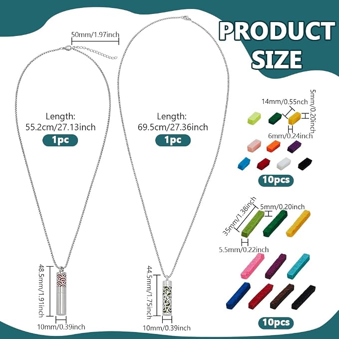 PH PandaHall 2 Styles Essential Oil Diffuser Necklace Aroma Necklaces Pendant Stainless Steel Aromatherapy Pendant with 20pcs Color Felt Pads Hollow Scent Necklace for Men Women Jewelry Birthday Gift