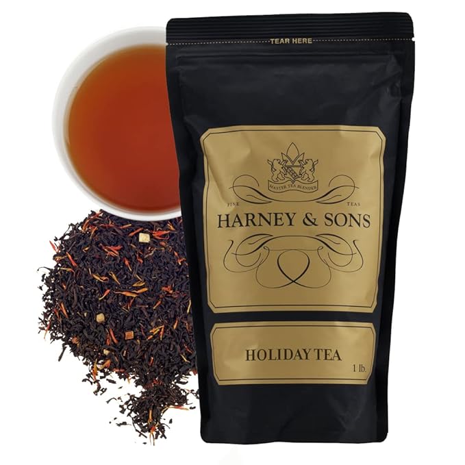 Harney & Sons Holiday Loose Leaf Black Tea – Citrus Cinnamon Clove Almond Flavored Tea, Caffeinated, 16 oz Bag