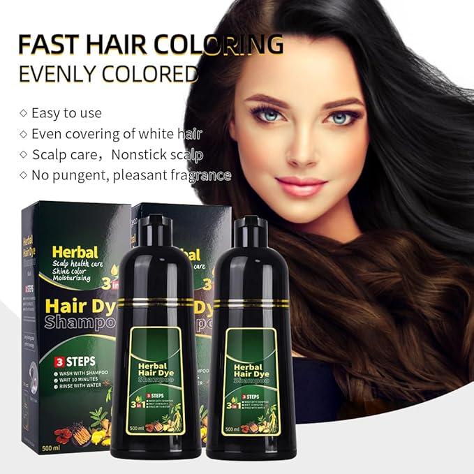 HUDABABY Wine Red Hair Dye Shampoo 3 in 1 Herbal Natural Dye Cover Gray, for Women/Men Hair Color for Grey Coverage (Wine Red)