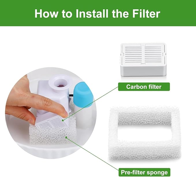 Pet Fountain Filters - 16 Carbon and 4 Foam Pre-Filters for Ceramic/Cupcake Pet Fountain