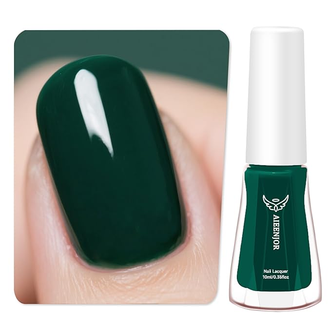 Green Nail Polish, Dark Green Quick Dry Nail Polish, No UV Lamp Needed, Streak Free, Long- Last Fingernail Polish for Nail Manicure Salon DIY Nail Art, 0.35 fl oz