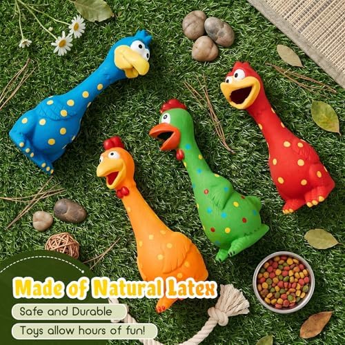 Silung 4 Pack Squeaky Rubber Chicken Dog Toys 11.8" Latex Chew Toys Funny