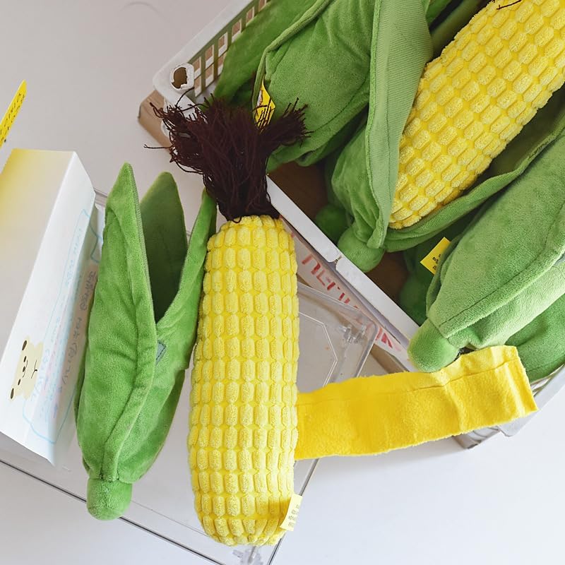 Dog Enrichment Toys, Cute Corn Design, Squeaky & Crinkle Dog Chew Toy, Treat Dispenser for Small & Medium Dogs & Cats, Stress-Relieving Interactive