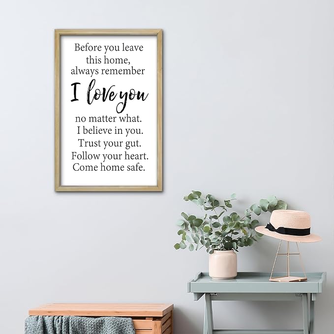 RLWangChao Before You Leave This Home Wall Decor Art 24"X16" Wood | I Love You Sign, Inspirational Quotes, Family Entryway, Wood Framed Wall Hanging