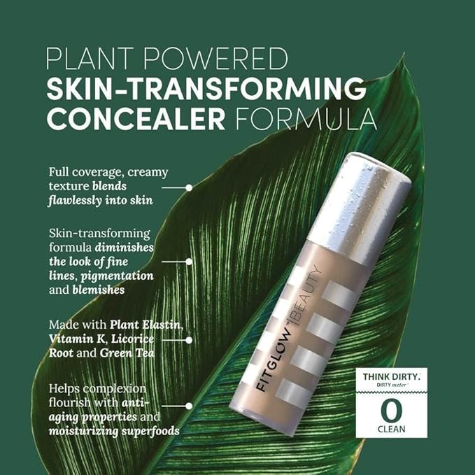 Fitglow Beauty Conceal+ | Vegan Full Coverage Concealer Skincare with Vitamin K + Green Tea | Corrects Dark Circles, Blemishes & Redness | Non-Creasing, Natural Finish | C1-6g