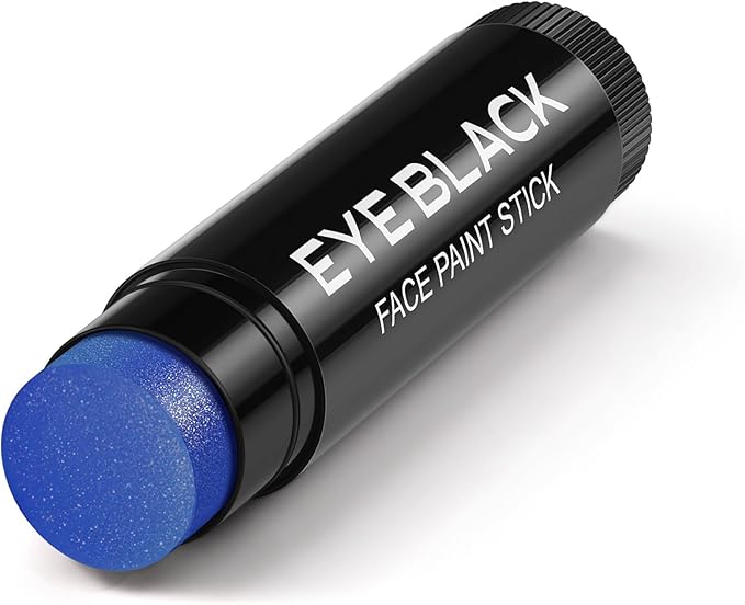 CCbeauty Blue Glitter Eye Black Stick for Baseball Football Softball Lacrosse Sport Accessories, Anti-Glare Eyeblack, Waterproof Face Paint, Last All Game, Smooth Application, High Pigmented Color