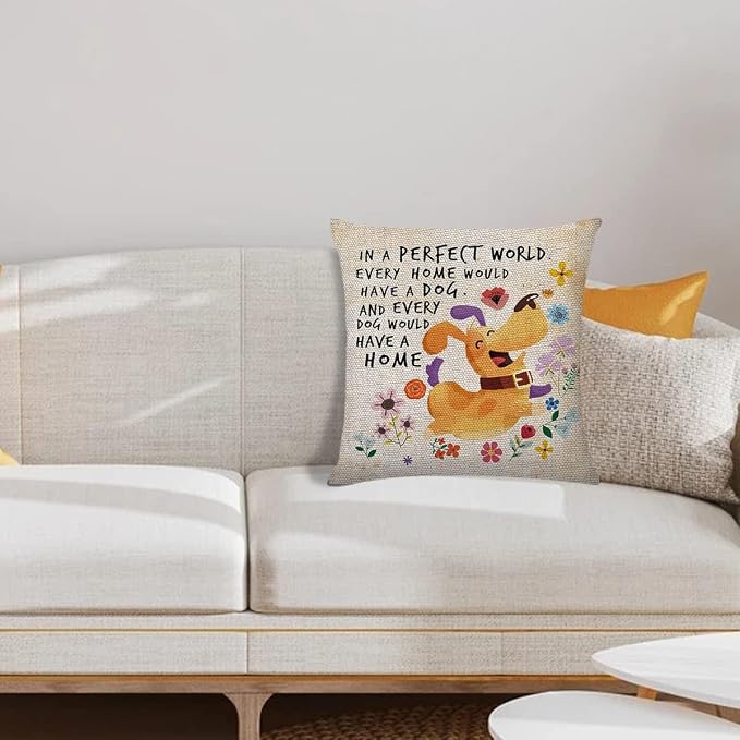 Littlefa Inspiring Gifts Cute Colour Dog Throw Pillow Cover Dog Cushion Cover Decorative Pillowcase Living Room Bedroom Decor for Girls Friends Daughter Niece Women - Dog Home