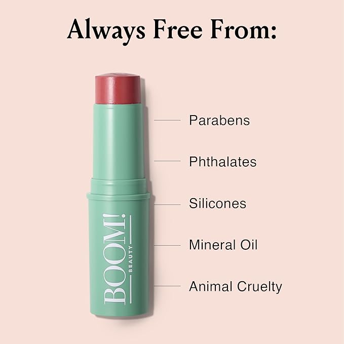 Boomstick GLO ® + Boomstick Rose Nude ® - Buildable Lip & Cheek Tint Makeup Sticks, Moisturizer Stick & Soft Rosy Blush - BOOM! by Cindy Joseph Cosmetics