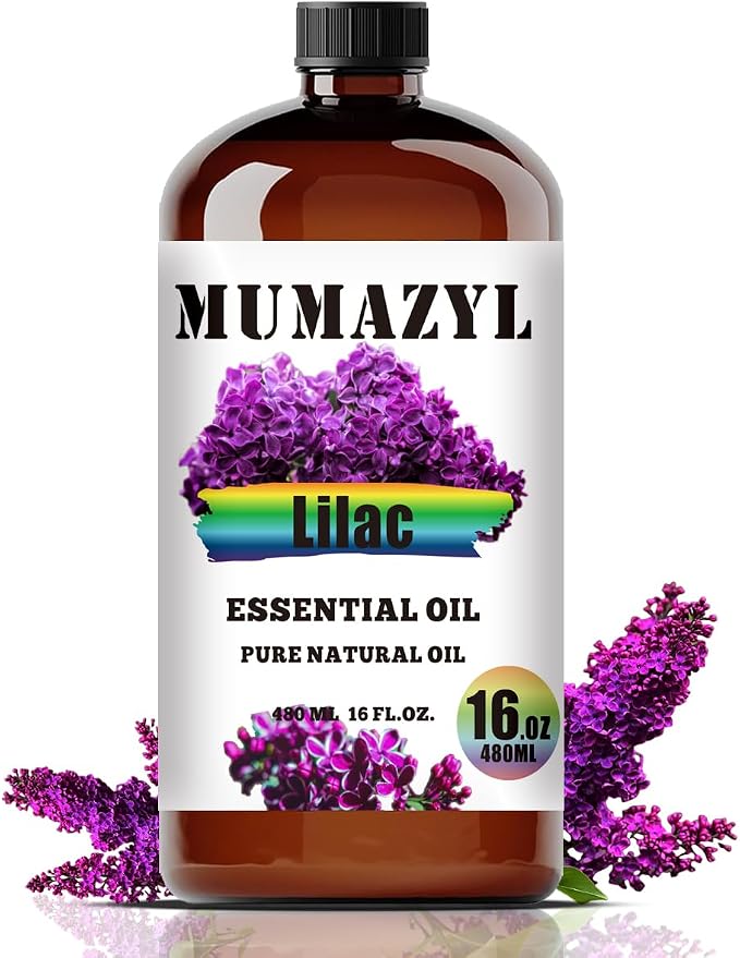 Lilac Essential Oil, Lilac Oil 16 Fl Oz 480ML for Diffuser Humidifier Yoga Cleaning DIY Candle Soap Making MUMAZYL Essential Oils