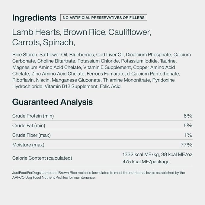 JustFoodForDogs Pantry Fresh Wet Dog Food, Complete Meal or Dog Food Topper, Lamb & Brown Rice Human Grade Dog Food Recipe - 12.5 oz (Pack of 12) | Fresh Pet Meal or Fresh Dog Food Topper, Human Grade Recipe Made With Whole Foods, Preservative-Free, 12...