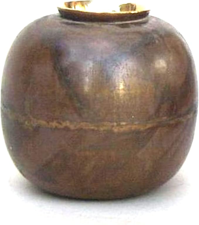 Solid Iron Round Vase with Brown Finish Flower Planter Pot, Decorative Bowl Vase