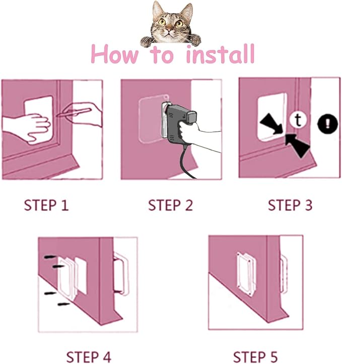 goTeamghjkl Cat Door Flap (Outer Size 7.5" x 7.8"), 4 Way Locking Medium Cat Door for Interior Exterior Doors, Weatherproof Pet Door for Cats Doggie Kitty and Kittens with Circumference < 15.75"