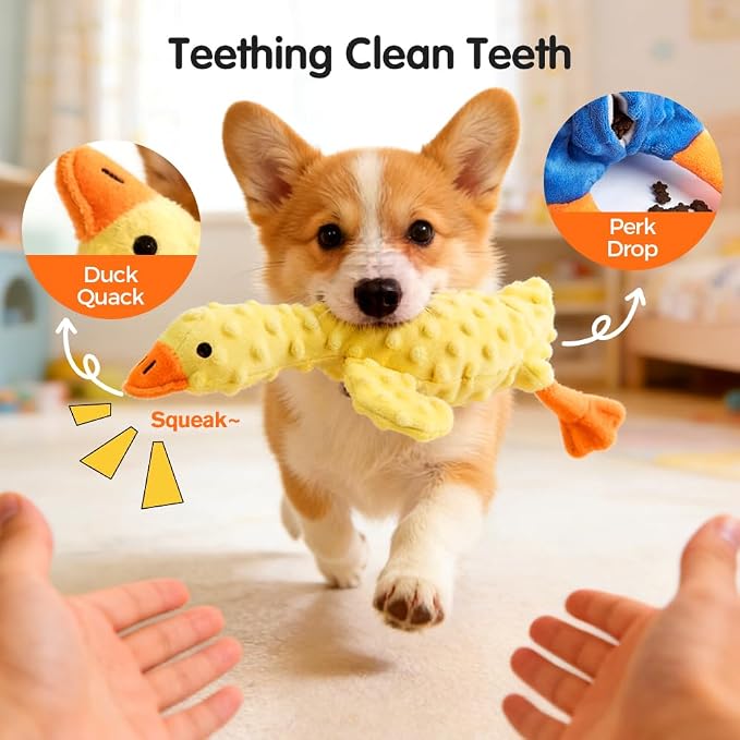 Indestructible Dog Toy for Aggressive Chewers, Durable Stuffed Squeaky Dog Toys for Small Medium Large Dogs, Interactive Chew Teething Puppy Toy for Indoor Outdoor Play (White)