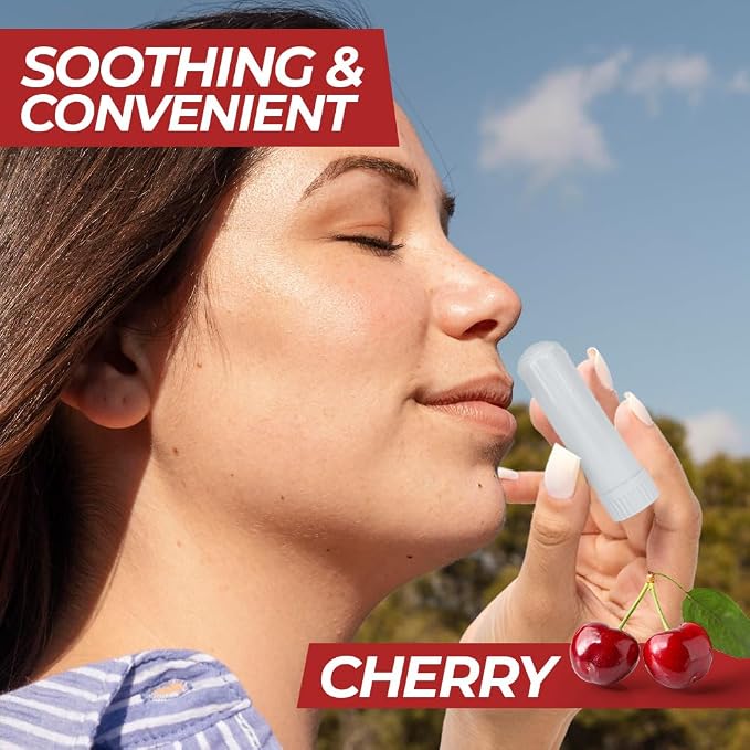 SpaRoom Halls Nausea Relief Nasal Stick – Breathe Cherry, 100% Pure Essential Oils, Aromatherapy Nasal Stick for Sinus Relief, Stress & Craving Management, Sweet Cherry Scent, 2-Pack, Non-Medicated