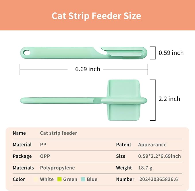 2pcs Cat Strip Feeders, Kitten Strip Squeeze Spoon for Wet Food and Liquid Snack, Cat Lickable Puree Treat Food Dispenser Pet Food Mixing Spoon Feeding Scoop for Pets (Blue & White)