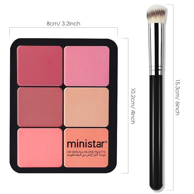 12 Colors Cream [Blush Contour Concealer] Makeup Palette for Cheeks - All in One Makeup Palette Kit with Brush, Natural Matte Long Wearing, Waterproof Blendable Face Make Up Pallete (#02)