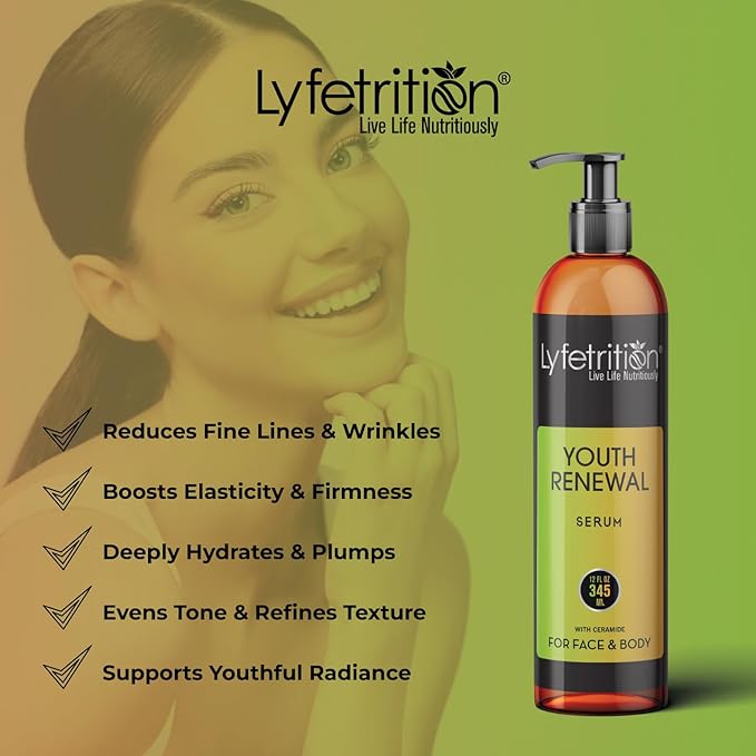 Lyfetrition Youth Renewal Serum (Skin and Face Formula) | 12 fl oz Large Bottle | With Aloe and Retinol