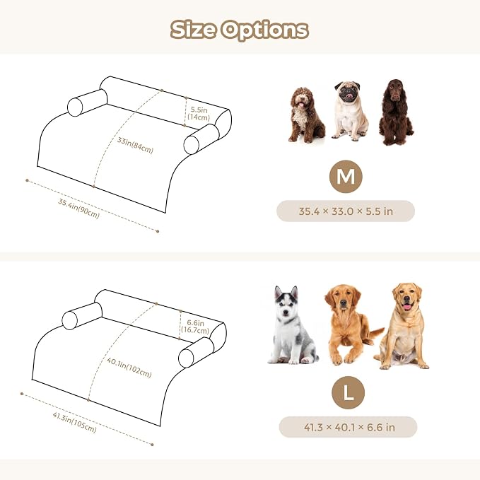 Avont Breathable Dog Couch Mat, Non-Slip Sofa Protector with Soft Plush | Available with Faux Rabbit Fleece and Washable Cover, in M and L, Dark Grey, Light Grey, Brown