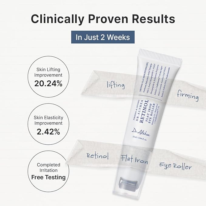 Dr.Althea Retinol Flat Iron Eye Roller | Face Lift Serum with Gua Sha Roller | Antiaging Care with Madecassoside & Centella & Hyaluronic Acid | Vegan Korean Skincare, 0.84 fl oz
