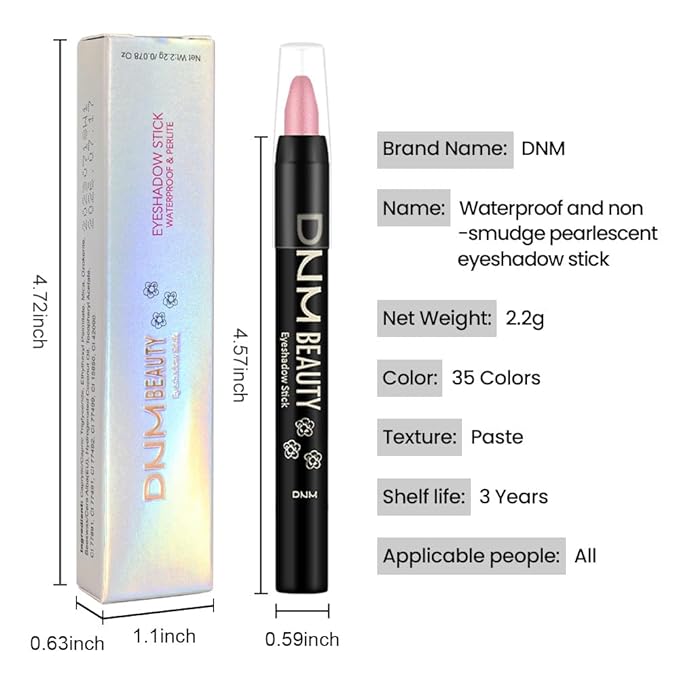 evpct Red Shimmer Cream Eye Shadow Brightener Sticks Set for Eyes, Red Shimmery Matte Pencil Eye shadow Applicator Stick Pen Palette Makeup Waterproof sombras en crema para ojos 35#