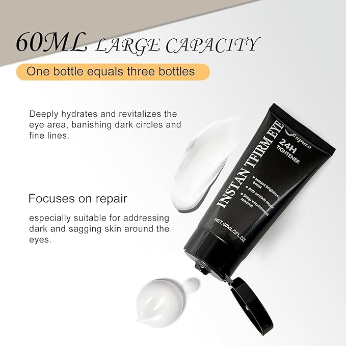 Temporary Instant Eye Tightener Cream – 60ML Quickly Reduces Dark Circles, Eye Bags, Puffiness and Fine Lines for Anti-Aging and Firming, Provides Rapid Hydration and Locks in Moisture (2 fl. oz)