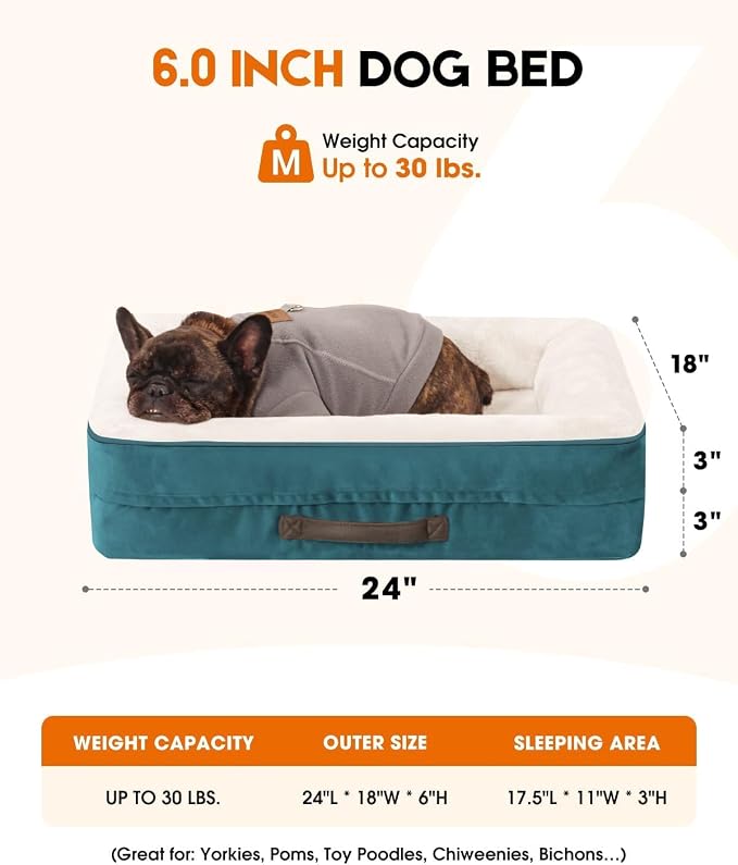 Upvilla Orthopedic Dog Bed, Four-Sided Small Dog Sofa, Washable Cover Blue | Removable Waterproof Dog Bed Cover, Egg-Crate Orthopedic Foam, Built-In Carry Handle, Indoor Small Pet Beds, Cat Beds