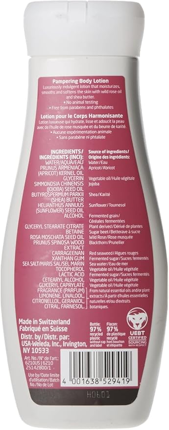 Weleda Pampering Wild Rose Body Lotion, Plant Rich Moisturizer with Wild Rose Oil, Jojoba Oil and Shea Butter, 6.8 Fl Oz (Pack of 2)