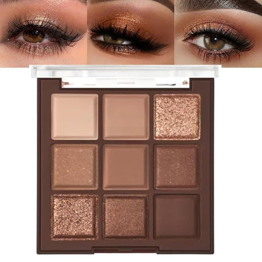 Neutral Nude Brown Smokey Eye Eyeshadow Palette Makeup, Matte & Shimmer Rose Gold Bronze Cream Eyeshadow Palette,Highly Pigmented Natural Eyeshadow for Eyes Long Lasting Naturing-Looking A-04