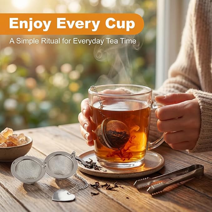 2 Pack Tea Infuser for Loose Leaf-Tea, Stainless-Steel Loose-Leaf Tea Steeper with Tea-Scoop Clip, Tea-Strainer Ball, Extra Fine Mesh, Rustproof, Easy to Clean