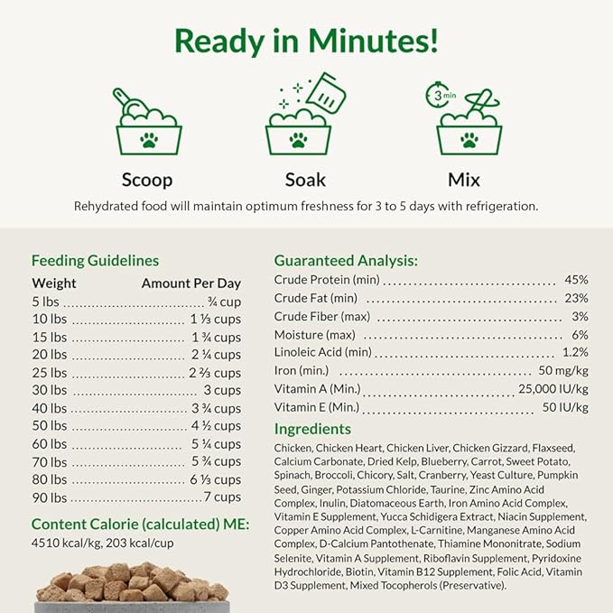 ULTIMATE PET NUTRITION Nutra Complete Freeze-Dried Dog Food, Chicken 1lb | Vet-formulated with antioxidants, prebiotics, & amino acids, full meal or topper for adult canines, all breeds & sizes