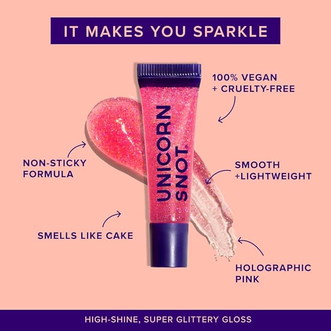 UNICORN SNOT Face & Body Glitter & Lip Gloss Bundle - Makeup for Festivals, Raves, Anime Cosplay - Safe for Face, Easy Application & Removal (Flamingo)