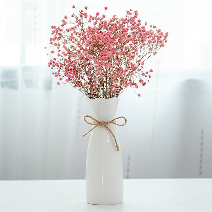 Boho Ceramic Vase with Rope, 8.2" H, Rustic Flower Vase Classic Style for Dried Flowers Fresh Flowers, Fit for Fireplace Bedroom Kitchen Living Room Centerpieces Office Desk