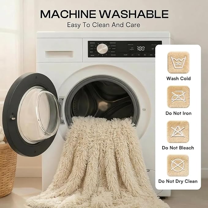 Pet Blankets Waterproof Fluffy Fleece Blanket Cat Dog Blankets Liquid Pee Proof Throw Blanket Reversible Furniture Protector Cover Washable for Couches Beds Sofa,65"x57" Beige