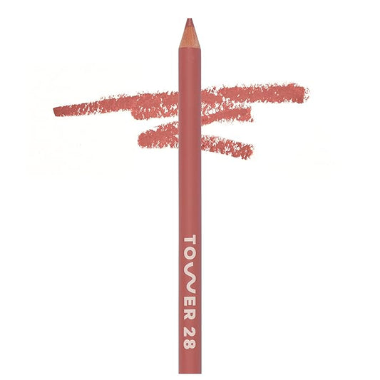 Tower 28 OneLiner - Multi-Use Creamy Lip Liner, Eyeliner & Face Makeup Pencil for Sensitive Skin - Hydrating, Vegan Formula with Shea Butter - Matte, Long-Lasting Finish - Warm Rose (1 Count)