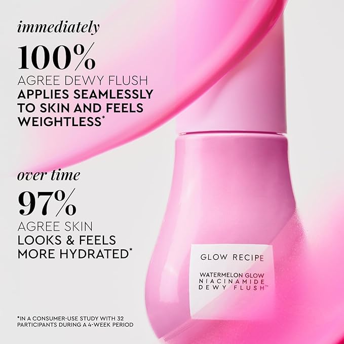 Glow Recipe Niacinamide Dewy Flush Tinted Liquid Blush Serum - Glowy Blush for Cheeks to Smooth, Hydrate & Brighten - Liquid Korean Makeup with Buildable Soft Pink Tint - Dragon Fruit Flush (0.4 oz)