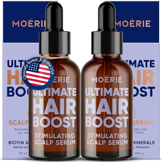 MOERIE Ultimate Hair Growth Serum for Natural Hair Regrowth & Thickening - Anti Thinning & Hair Loss Treatment for Women - Rapid Hair Growth Products - Scalp Oil Alternative - 1.69 fl oz, 2 pack