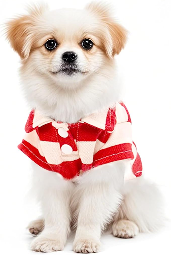 Pistha Dog Shirt Polo Shirt Striped Puppy Clothes for Boy Girl Pets | Dog Shirt Dog Clothes Pet Clothes with Summer Button Up for Small Medium Dogs Cats