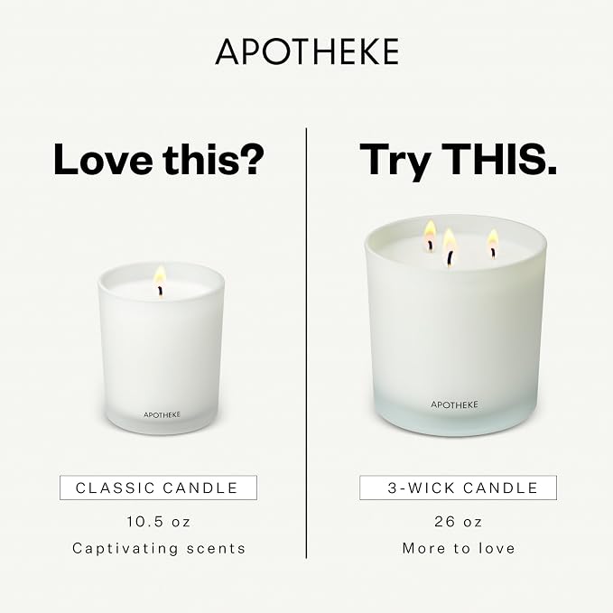 Apotheke Signature Scented Candles for Home, Earl Grey Bitters - 10.5 oz - Soy Wax, Non Toxic, Large Jar White - Luxury Candle Gifts for Women & Men - Bergamot, Peony, and Lemon