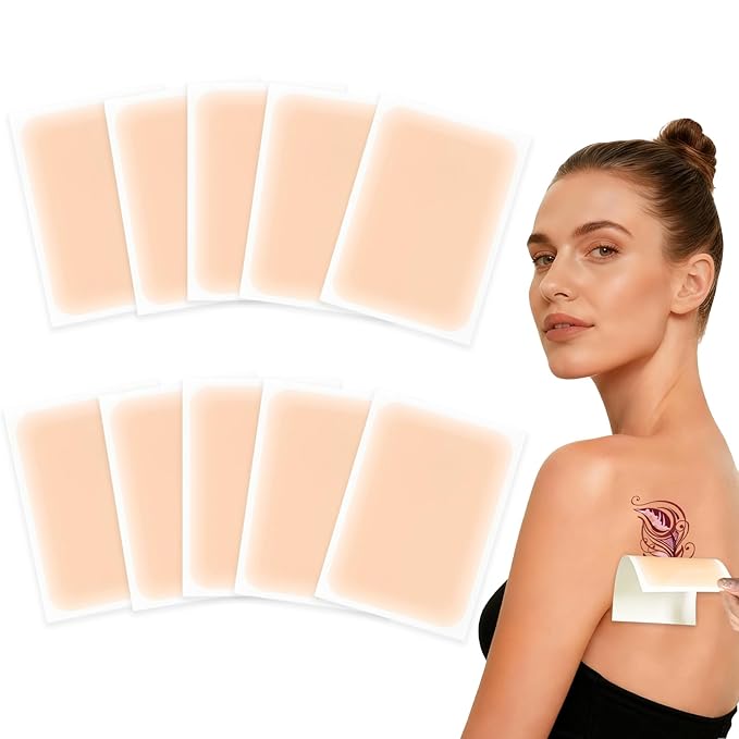 10 Pack Tattoo Cover Up Patchs,Invisible Waterproof Cover-up Skin Stickers for Tattoos Scars Bruises Birthmarks Concealer,0.02mm Ultra Thin Natural Looking,Flexible & Cuttable