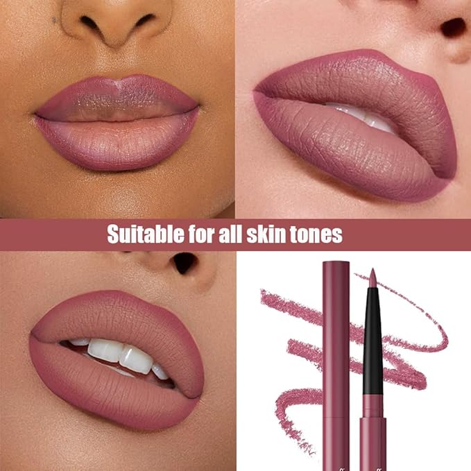 Gel Lip Liner Pencil for Women, Light Purple Matte Long Lasting Lip Liner Lipstick 24 Hour, High Pigmented Lips Makeup Retractable Liners Waterproof Smudge Proof, Vegan & Cruelty-Free 03