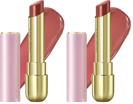 CARSLAN Moisturizing Creamy Lipstick, Long-lasting High Pigmented Lip Color, Smooth, Hydrating, Nude Pink, 01 (Pack of 2)