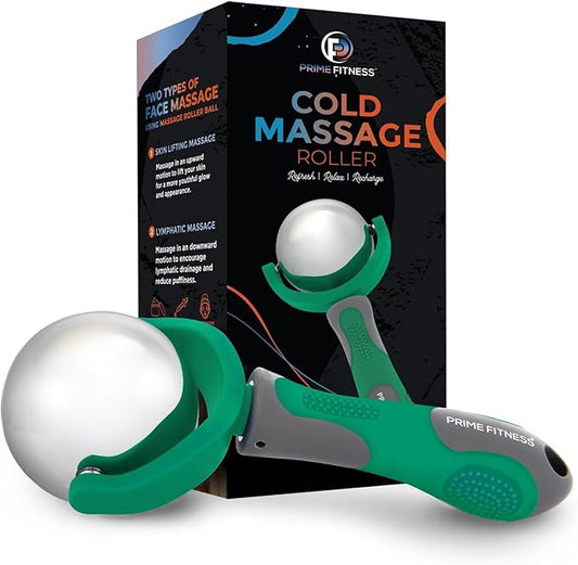 PRIME Fitness Cold Massage Roller Ball | Cold Therapy | Ice Roller Ball with Handle | cryo Stick | Relieve Muscle Pain (Green)