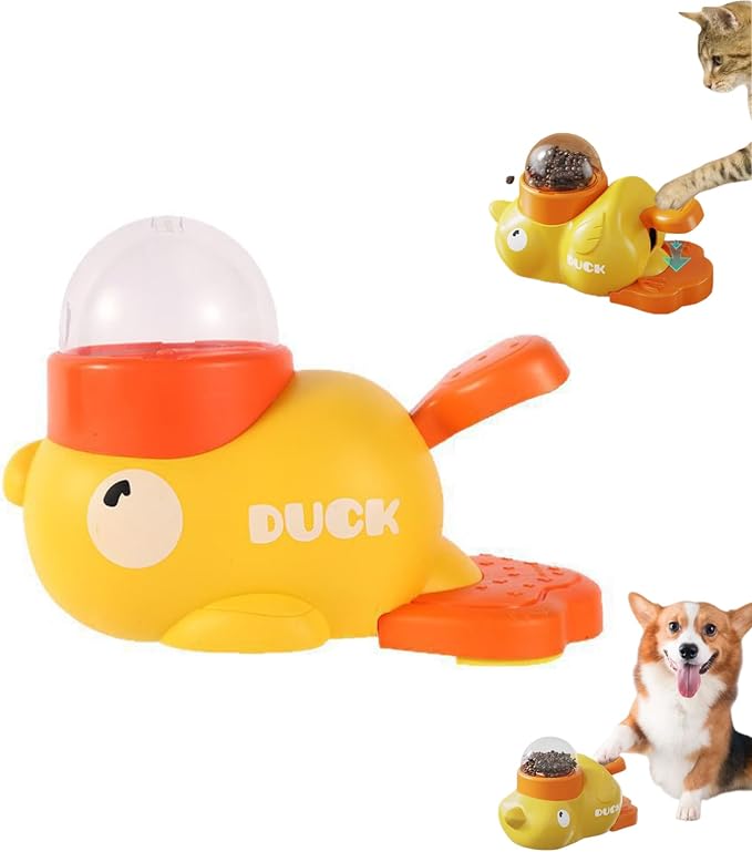 ANIS·KEBBR Duck-Shaped Treat Dispenser Dog Cat IQ Toy Slow Feeder for Small Pets