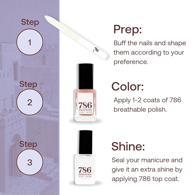 786 Cosmetics Breathable Nail Polish - Vegan, Cruelty-Free, Healthy, Halal, Fast-Drying (Kashmir)
